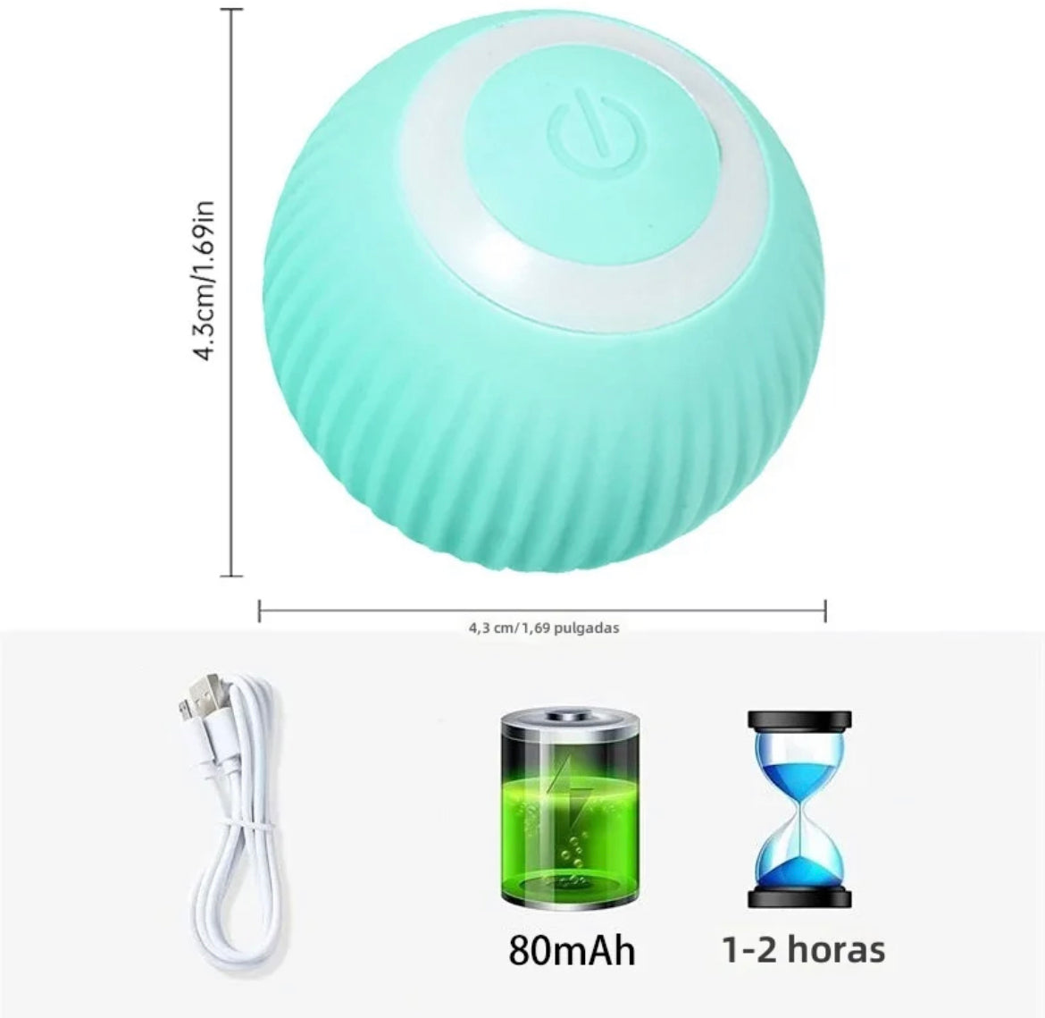 PETGRAVITY - PELOTA RODANTE JUGUETE MASCOTAS RECARGA USB